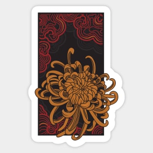 Red lantern of the blossoming golden chrysanthemum Sticker